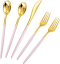Rubtlamp 90Pcs Gold Plastic Silverware, 60 Plastic Forks and Spoons by Rubtlamp