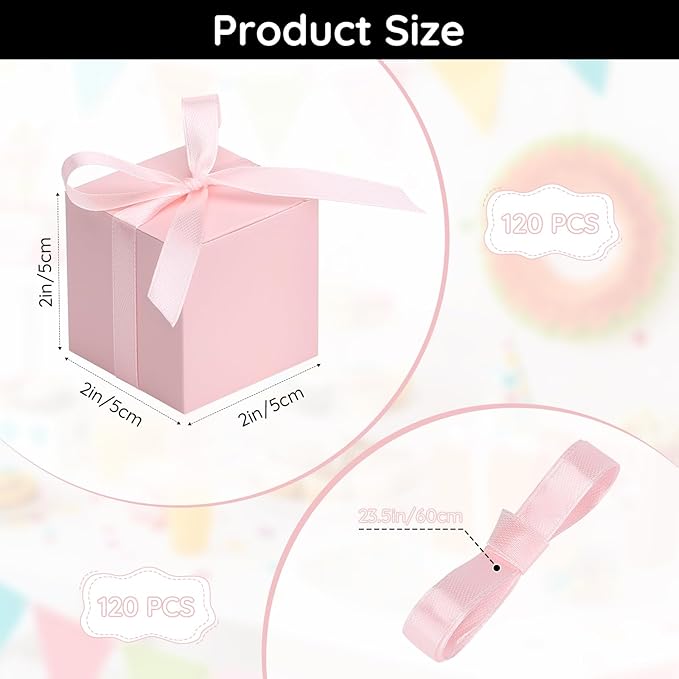 EUSOAR Candy Boxes Party Favors, Mini Bakery Cookies Box Square Paper Chocolate - Image 2