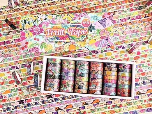 48 Rolls Fruit Theme Washi Tape Set, Writable Decorative Tapes - Image 6