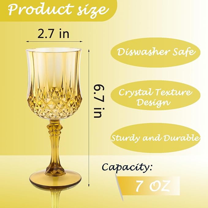 Plastic Wine Glasses，Plastic Goblets Vintage Style Cordial Drinking Glasses - Image 2
