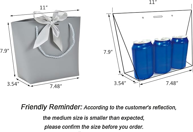 HUAPRINT Gift Bags with Handles, 7.48×3.54×7.9 inches, Party Favor Bags with - Image 2