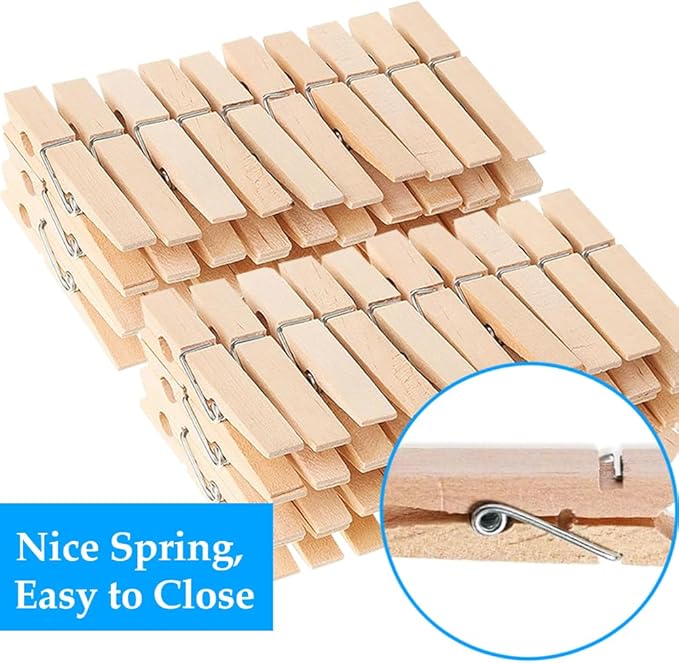 OBTANIM 100 Pack Wooden Clothespins 4 Inch Heavy Duty Clothes Clips - Image 4