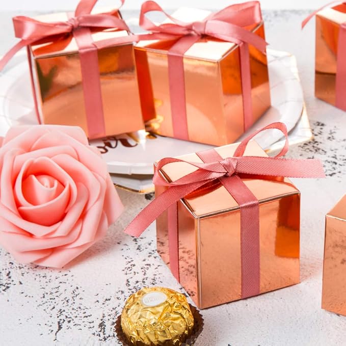 AWELL Rose Gold Gift Candy Box Bulk 2x2x2 inches - Image 2