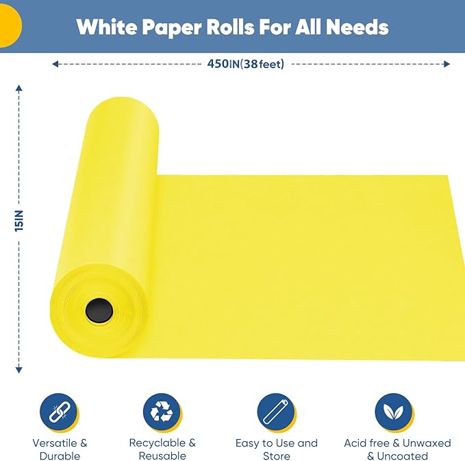 Yellow Wrapping Paper Craft Paper Kraft Paper Roll 15"x450", Bulletin Board - Image 2