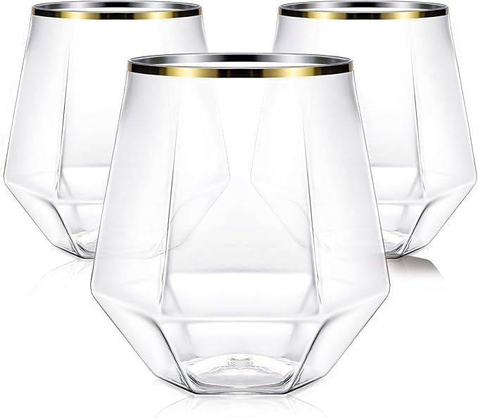 40 Pcak Plastic Stemless Wine cocktail Whiskey Champagne Glasses, 12 Oz Gold by Maaacute