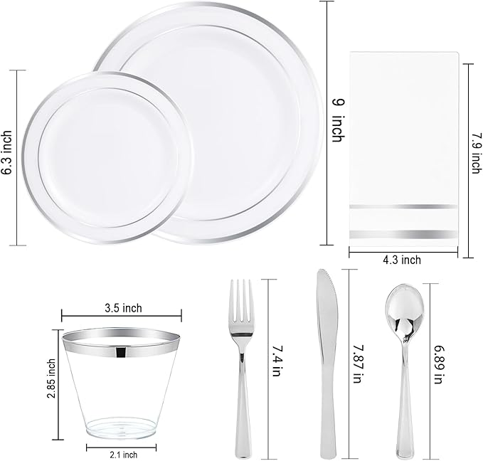 NOCCUR 700PCS Silver Plastic Plates Disposable - Image 2