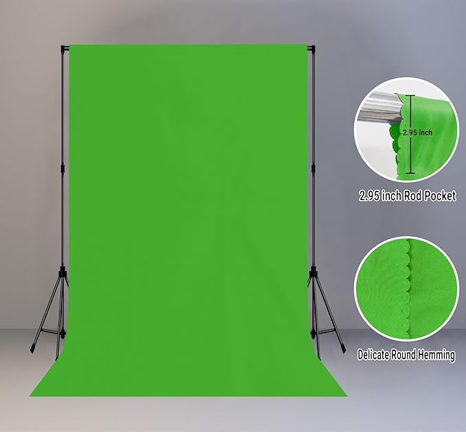6x9FT Green Screen Backdrop Portable Solid Color Photography Background - Image 2
