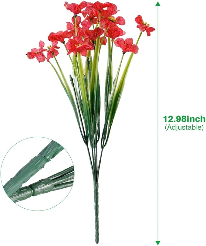 12 Bundles Artificial Flowers Outdoor UV Resistant Fake Flowers No Fade Faux - Image 8