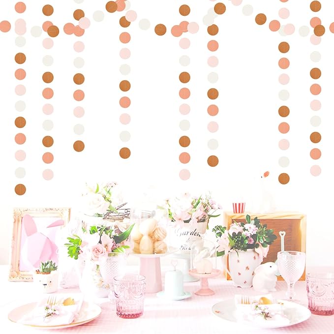 Pink-Brown Peach Party-Decorations Streamers Garland - 52ft Boho Fall Groovy - Image 5