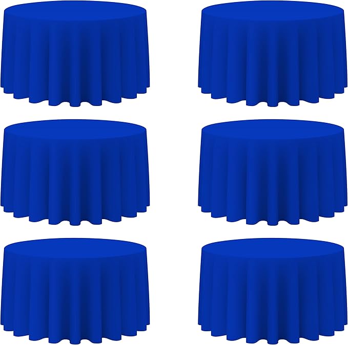 BRILLMAX 6 Pack Royal Blue Round Tablecloths 120 Inch by BRILLMAX