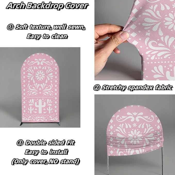 Arch Backdrop Cover Pink Mexican Fiesta Party Decorations Arch Stand Spandex - Image 2