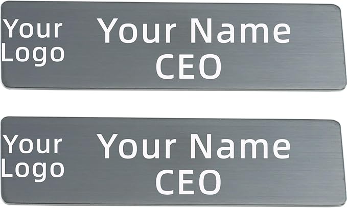 2pcs Stainless Steel Black Custom Name Tags by QIPAN