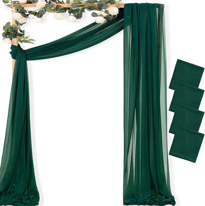 MLMC Emerald Green Wedding Arch Draping Fabric 4 Panels 29" x 20 FT Extra Long by MLMC