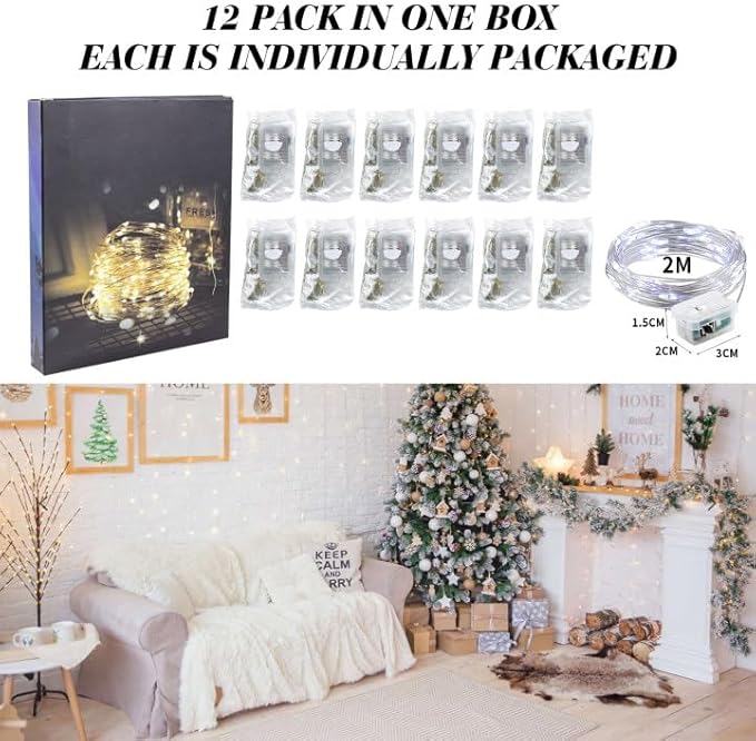 ZGWJ 12 Pack Fairy Lights Battery Operated, 7ft 20 Mini LED Fairy String Lights - Image 6