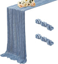 Dusty Blue 2 Pack Cheesecloth Table Runner 120 Inch 10 FT Boho Rustic Gauze by RRBXIA