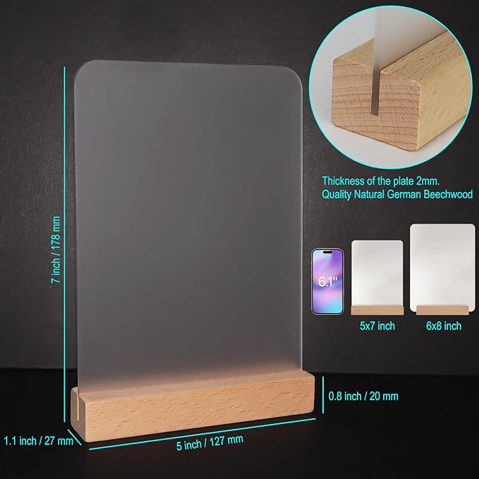 Frosted Blank Rectangle Acrylic Sign - Image 2