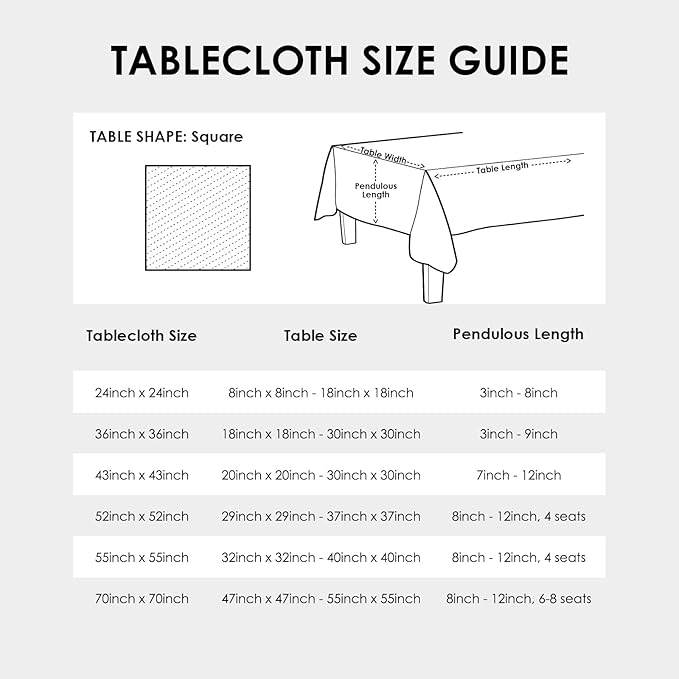 Small Square White Tablecloth 24 x 24 Inch Polyester Fabric Washable Table - Image 7