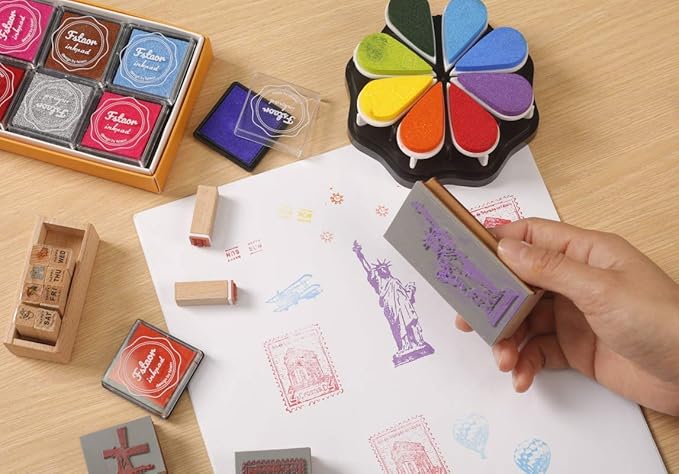 Finger Washable Ink Pads for Kids, 24 Pack Craft Ink Pad for Rubber Stamps - Image 7