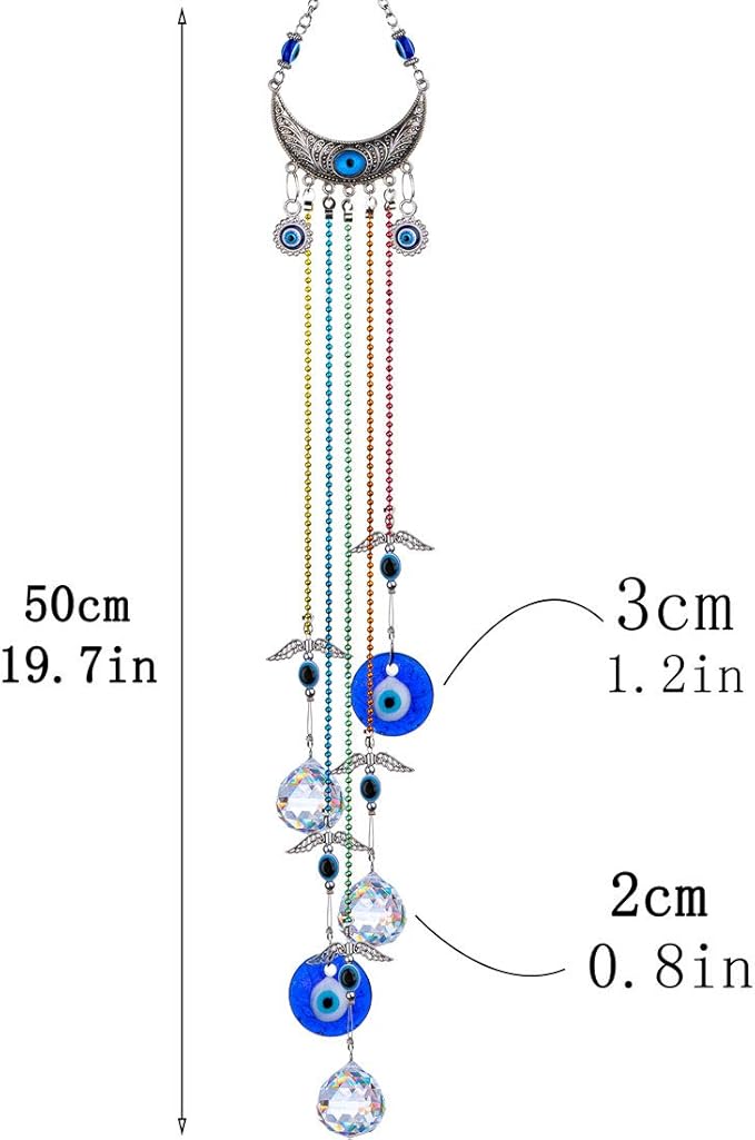 20inch Blue Evil Eye Hanging Crystals Suncatcher Ornament - Image 3