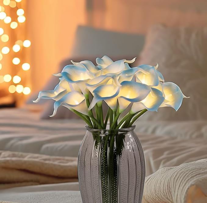 20pcs Artificial Calla Lily Bouquet Lamp Faux Floarl Night Light Real Touch - Image 5