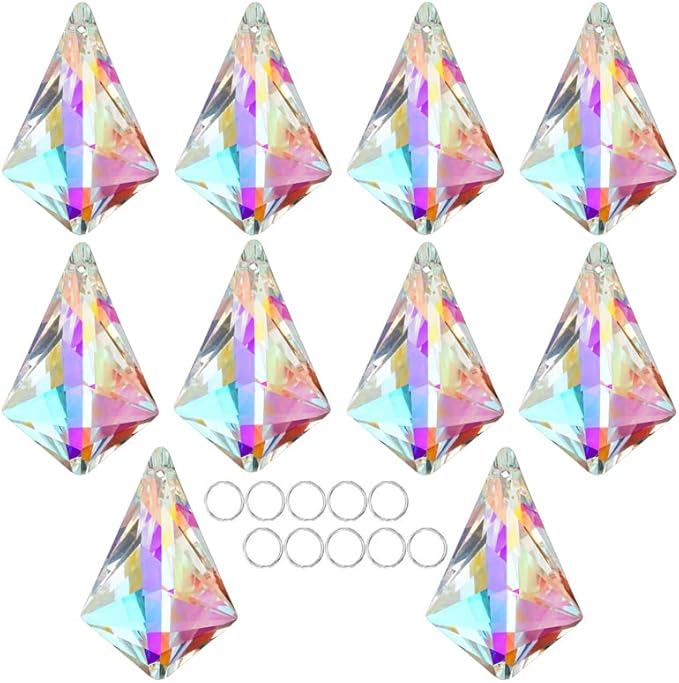 50mm Sun Catchers with Crystals, Colored Horns Crystal Prisms, Glass Pendant - Image 7