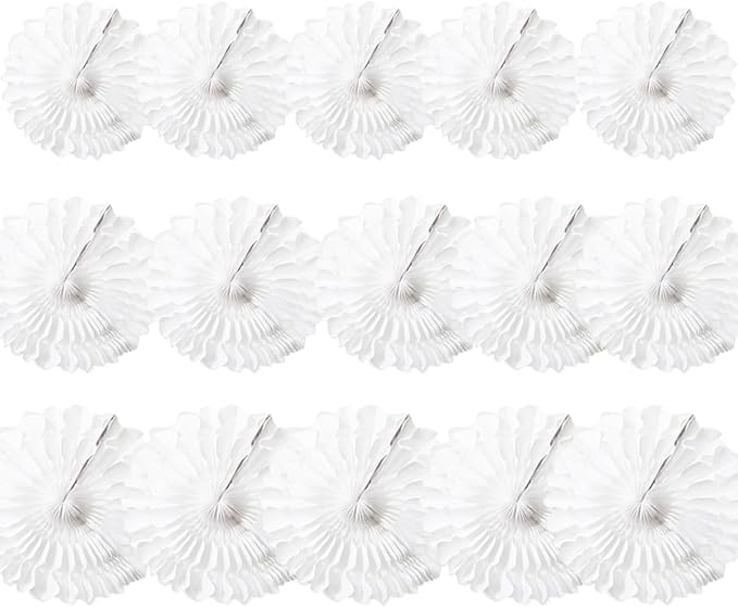 15pcs White Paper Fans Decorations by Meeom