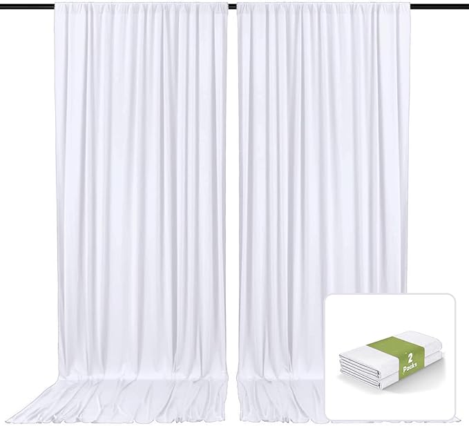 2 Panels White Backdrop Curtain, 10 x 7 Feet Background Curtains by Zankubom