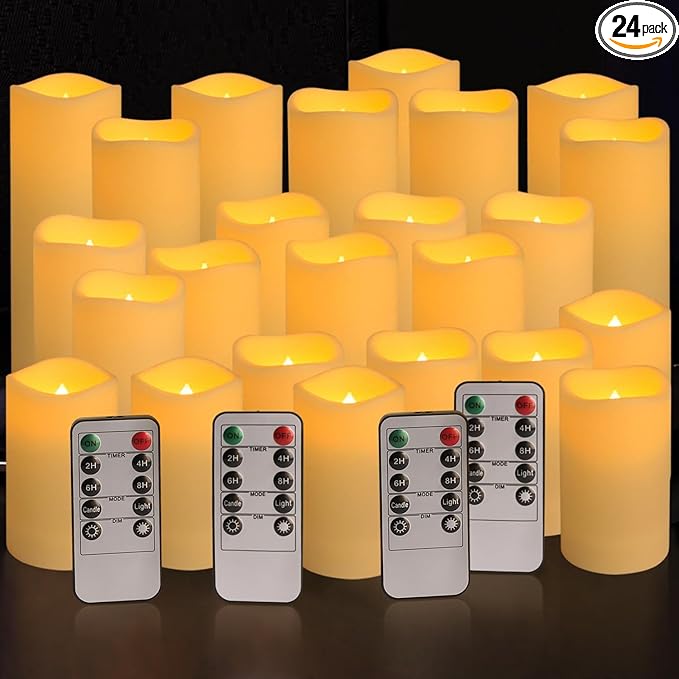 Set of 24 Waterproof Outdoor Flameless Candles, LED Candles by YOROXRG