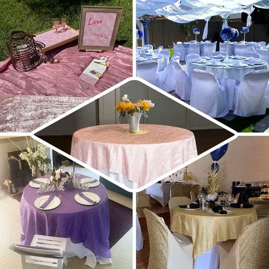 Tableclothsfactory 72"X72" Dusty Blue Accordion Crinkle Taffeta Table Overlay - Image 5