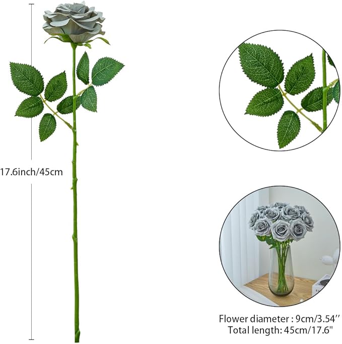 Artificial Rose 10pcs Open Flower Bouquet Faux Rose Stems - Image 4