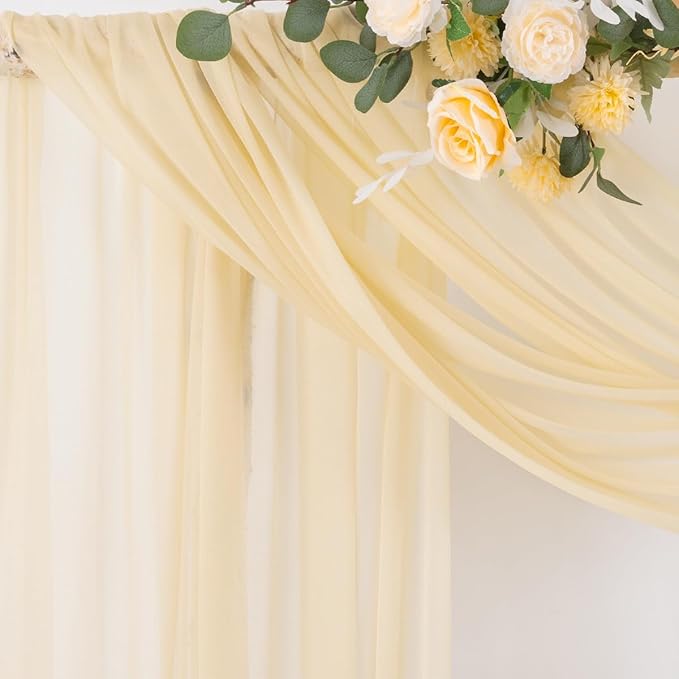 Socomi Champagne Sheer Wedding Arch Draping Fabric 29" x 20Ft 1 Panel Outdoor - Image 3