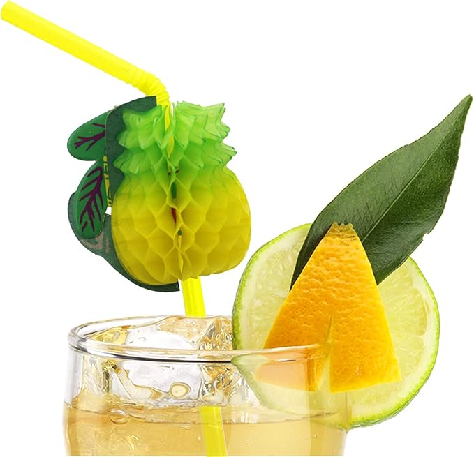 BLUE TOP Tropical Fruit Straws 9.65 Inch 100 PCS Colorful Fruit design Drinking - Image 6