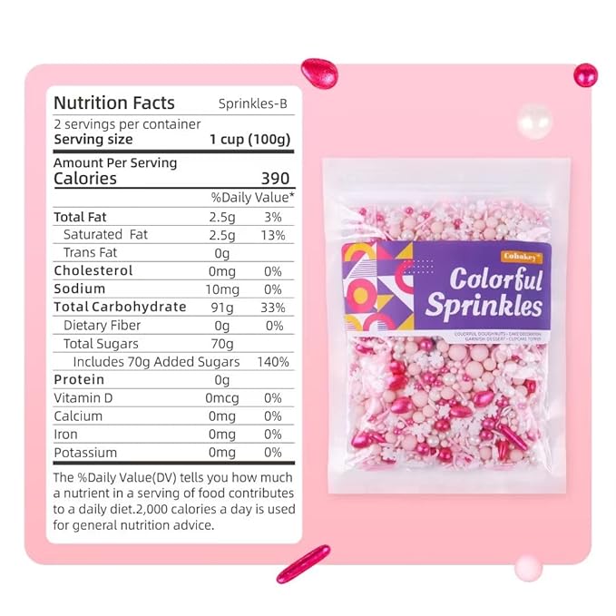Pink Sprinkles for Cake Decorating 7oz - Image 2