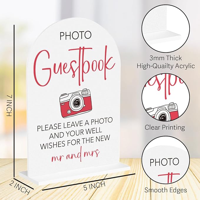 Wedding Photo Guest Book Sign Acrylic Arch Wedding Bridal Shower Baby Shower - Image 2