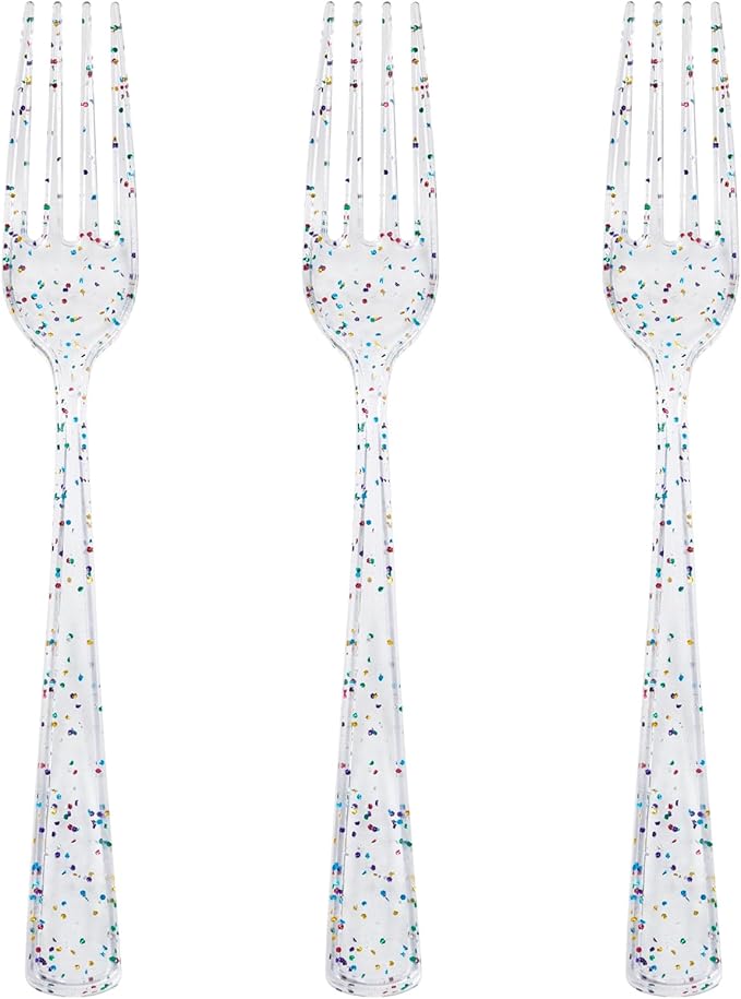 Supernal 360pcs Glitter Disposable Plastic Forks, Plastic Silverware Heavy Duty by supernal