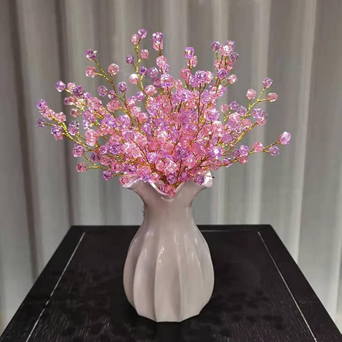16PCS Crystal Artificial Flowers Bouquets Handmade Acrylic Flower Branches Fake by SWEXURY