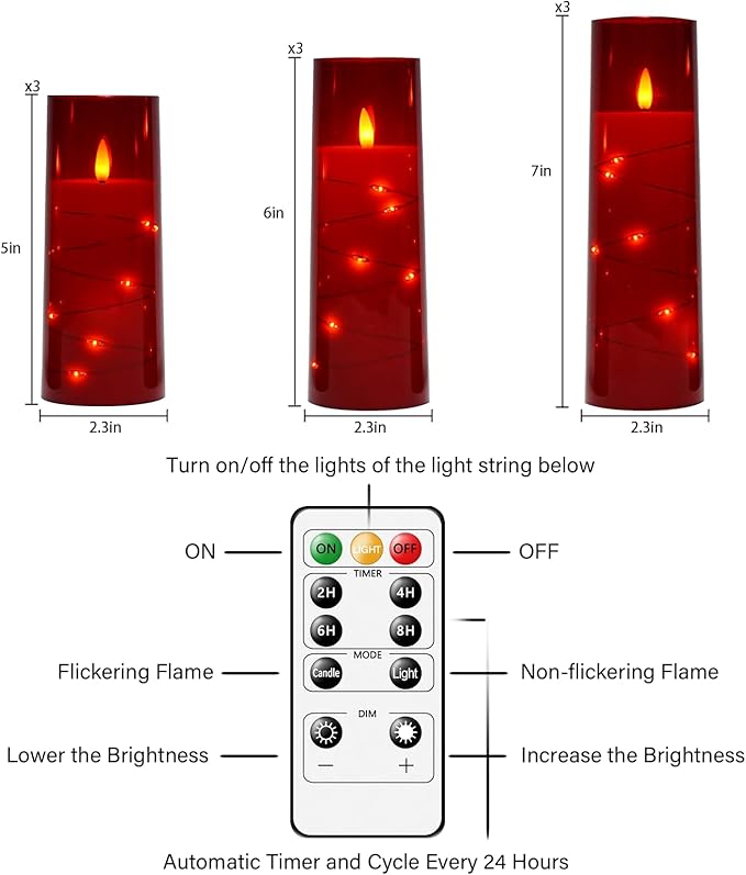 Flameless LED Candles with Timer 9 Pc Flickering Flameless Candles - Image 5