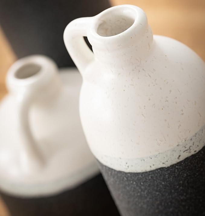 Sullivans Jug Vase Set, Two Tone White and Grey Texture Farmhouse Decor - Image 3