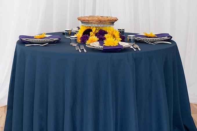 LTC LINENS 10 Pack 120 Inch Round Tablecloth Navy Blue - Image 5
