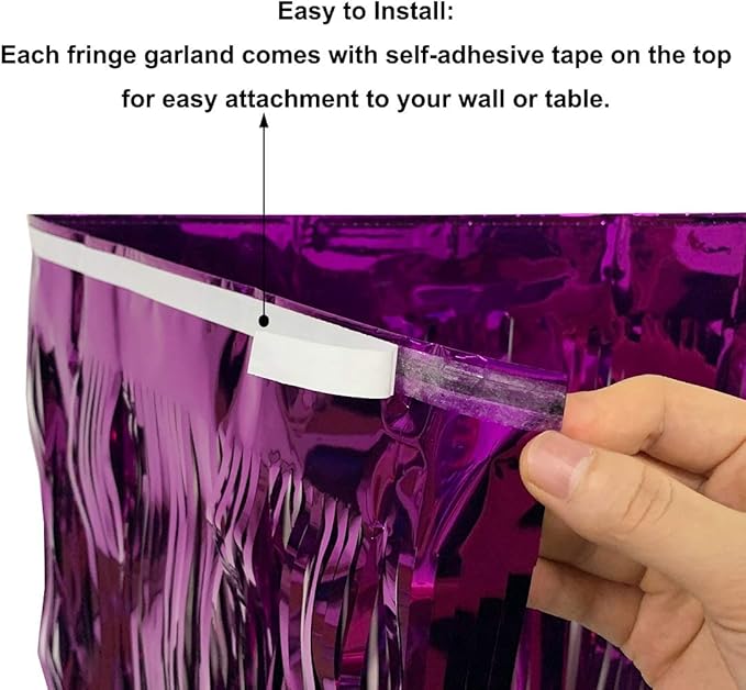 Thick 10 Feet by 15 Inch Purple Foil Fringe Garland - Image 5