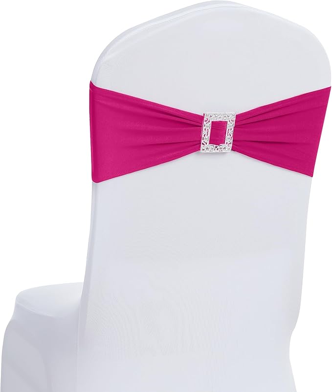 Joccun 120 PCS Spandex Chair Sashes Bows Stretch Chair Cover Band by Joccun