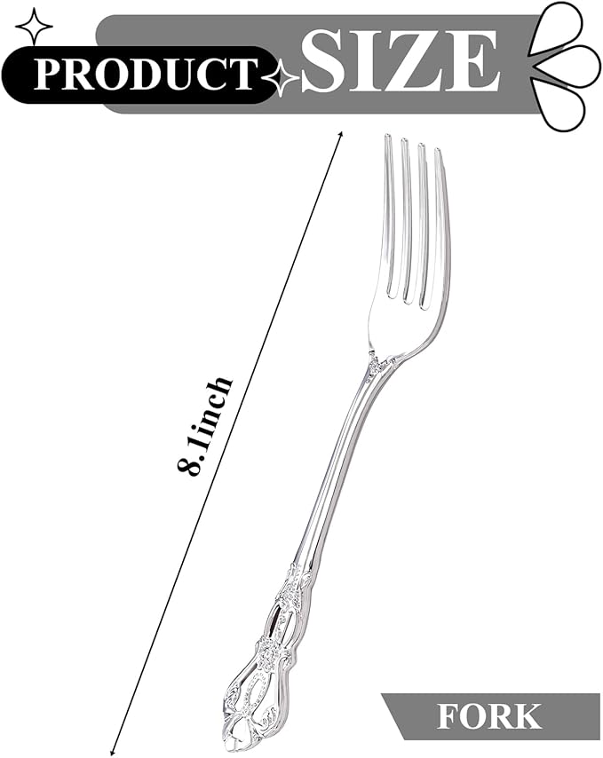 75PCS Silver Plastic Forks - Image 2