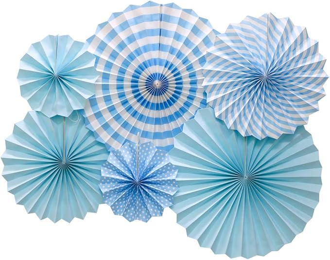 Hanging Paper Fans Party Set, Round Pattern Paper Garlands Decoration by ADLKGG