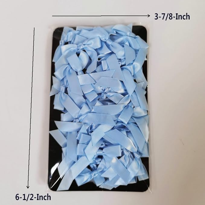 50pcs 1-1/2" Mini Light Blue Satin Ribbon Bows Without Twist Ties - Image 5
