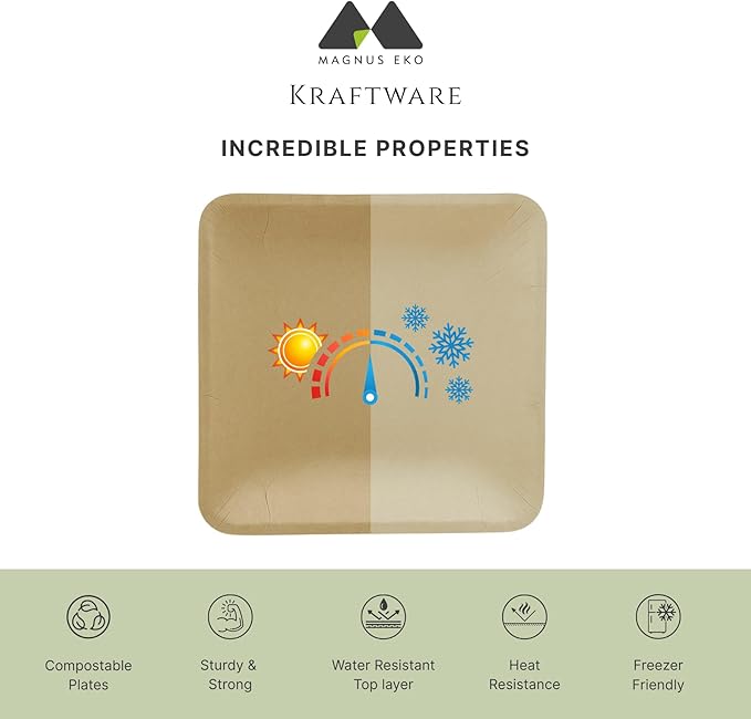 magnus EKO Kraftware | 6 Inch Square Plates 50 Pcs | Disposable Plates | Like - Image 8