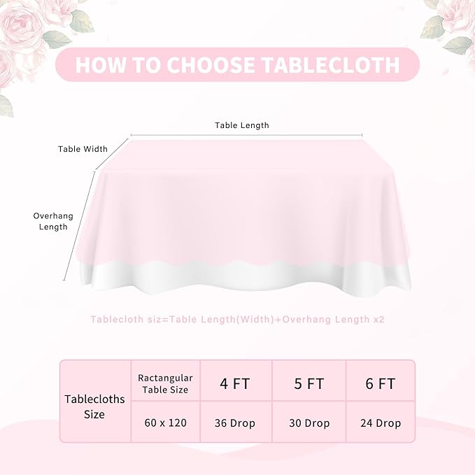 LuoluoHouse Pink Lace Table Cloth 60x120inch 2Pcs - Image 4