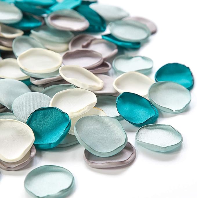 Floroom 300pcs Rose Petals Teal Green Faux Silk Flower Petals by Floroom