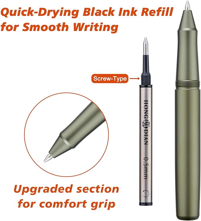 Hongdian M2 Black Forest Mini Rollerball Pen, Fine Point 0.5mm, Sleek Aluminium - Image 3
