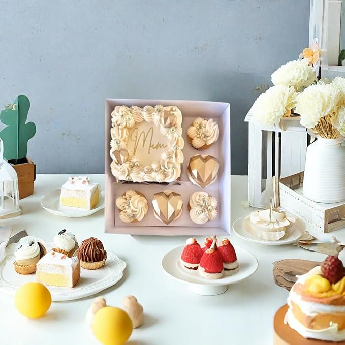Bento Cake and Cupcake Box 2-in-1 4-inch Cake and 5 Cupcakes Box 5 Sets - Image 7