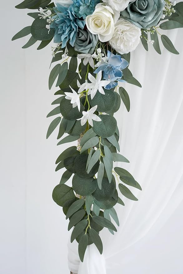 Light Blue Artificial Wedding Arch Flowers Kit - Image 8